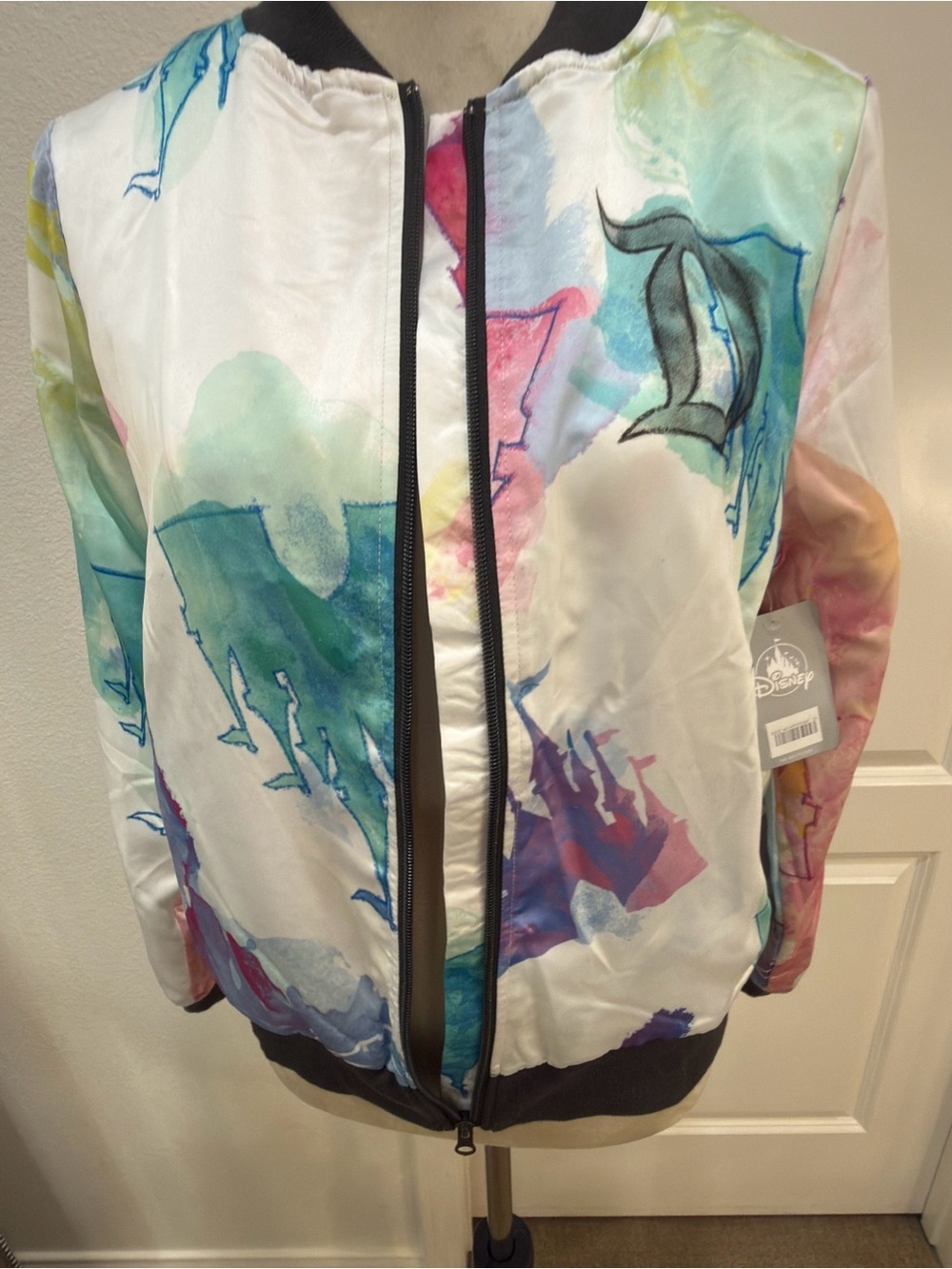 Disney White Watercolor Bomber Jacket - Women's NWT - Picture 6 of 11